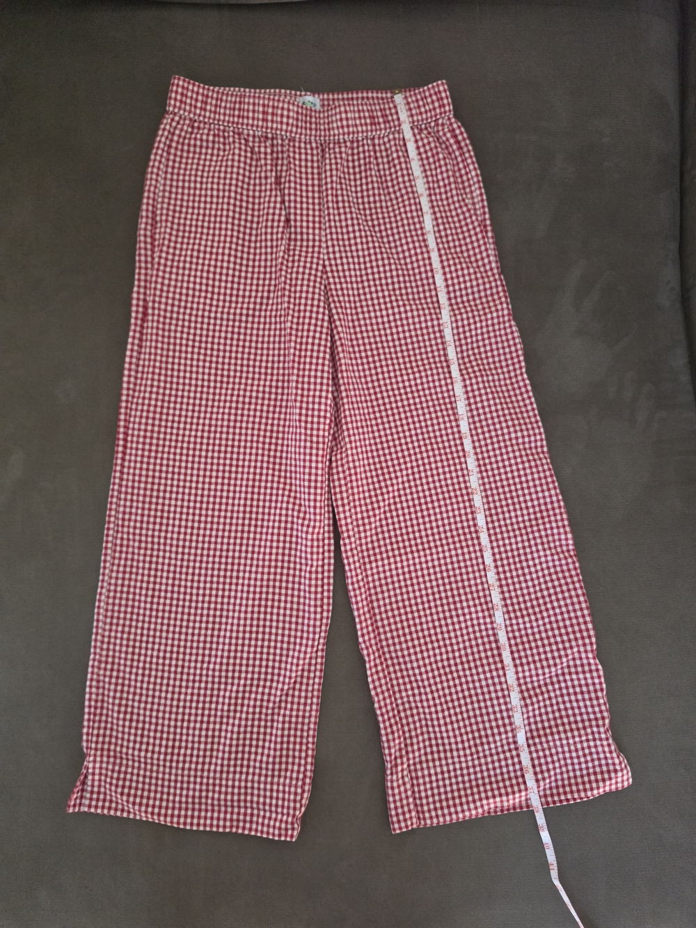 Kids Red Gingham Wide-Leg Pants